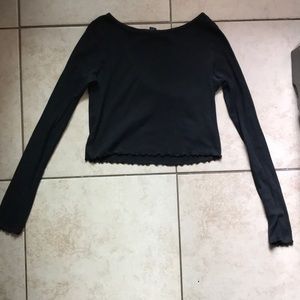 Forever 21 Lettuce Edge Long Sleeve Crop Top